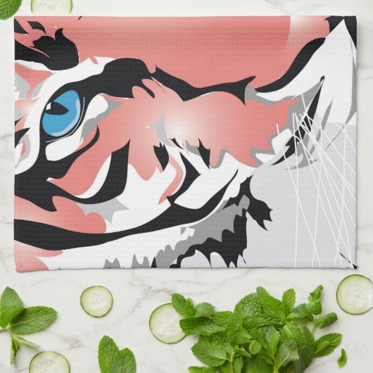 PEACH TIGER KITCHEN TOWEL GESCHIRRTUCH (Gefaltet)