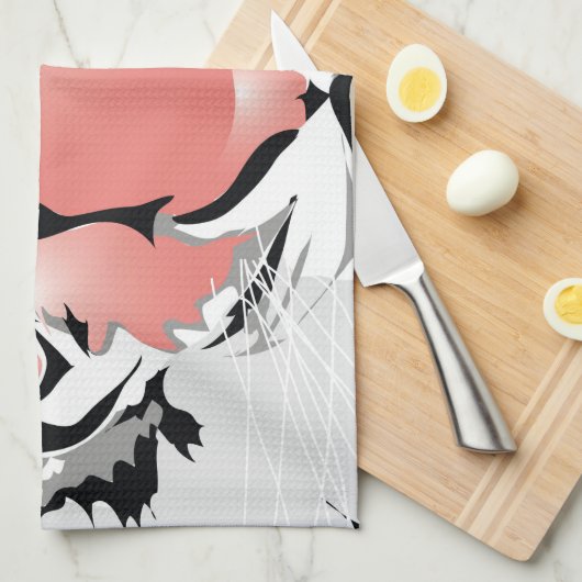 PEACH TIGER KITCHEN TOWEL GESCHIRRTUCH (Viertel Falte)