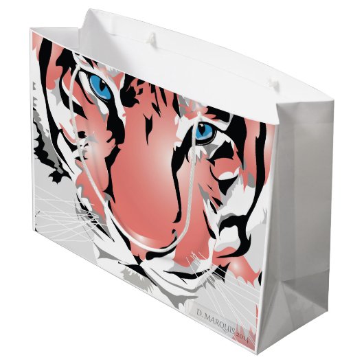 PEACH TIGER LARGE GIFT BAG GROßE GESCHENKTÜTE (Rückseite Schrägansicht)