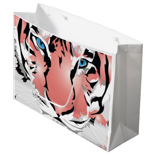 PEACH TIGER LARGE GIFT BAG GROßE GESCHENKTÜTE (Vorderseite Schrägansicht)