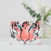 PEACH TIGER POSTCARD POSTKARTE (Stehend Vorderseite)