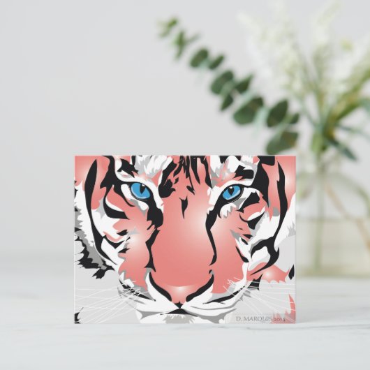 PEACH TIGER POSTCARD POSTKARTE (Stehend Vorderseite)