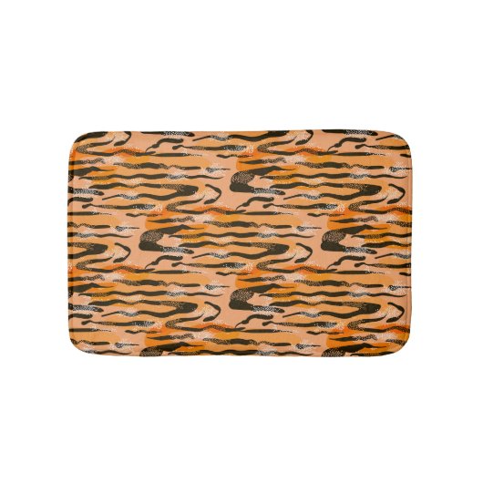 Peach Tiger Stripe Muster Badematte (Vorderseite)