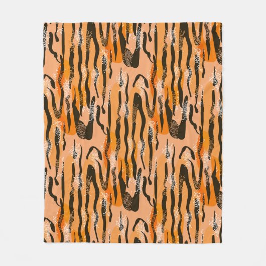 Peach Tiger Stripe Muster Fleecedecke (Vorderseite)