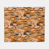 Peach Tiger Stripe Muster Fleecedecke (Vorderseite (Horizontal))