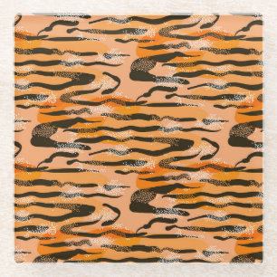 Peach Tiger Stripe Muster Glasuntersetzer