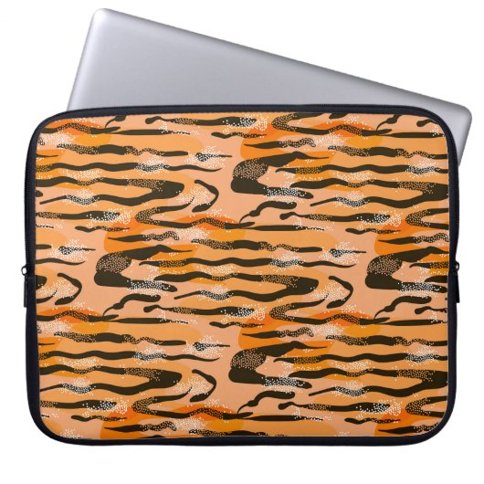 Peach Tiger Stripe Muster Laptopschutzhülle (Vorderseite)