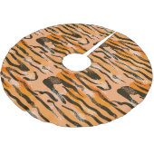 Peach Tiger Stripe Muster Polyester Weihnachtsbaumdecke (Schrägansicht)