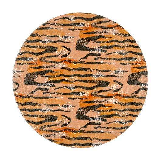 Peach Tiger Stripe Muster Schneidebrett (Vorderseite)
