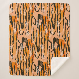 Peach Tiger Stripe Muster Sherpadecke