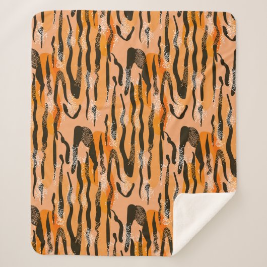Peach Tiger Stripe Muster Sherpadecke (Vorderseite)