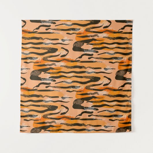 Peach Tiger Stripe Muster Wandteppich (Vorderseite)