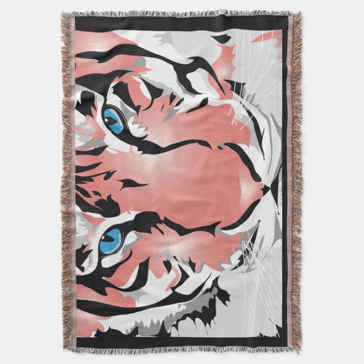 PEACH TIGER THROW BLANKET DECKE (Vorderseite Vertikal)