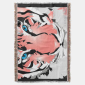 PEACH TIGER THROW BLANKET DECKE (Vorderseite Vertikal)