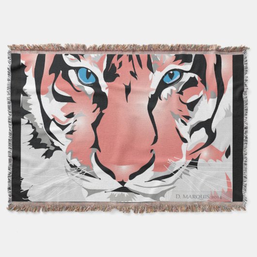 PEACH TIGER THROW BLANKET DECKE (Vorderseite)