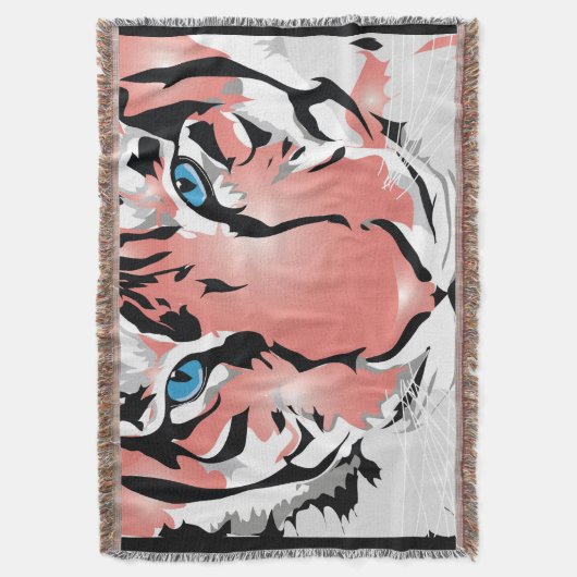 PEACH TIGER THROW BLANKET DECKE (Vorderseite Vertikal)