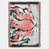 PEACH TIGER THROW BLANKET DECKE (Vorderseite Vertikal)