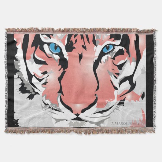 PEACH TIGER THROW BLANKET DECKE (Vorderseite)