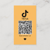 Peach TikTok Social Media QR Code Visitenkarte (Rückseite)