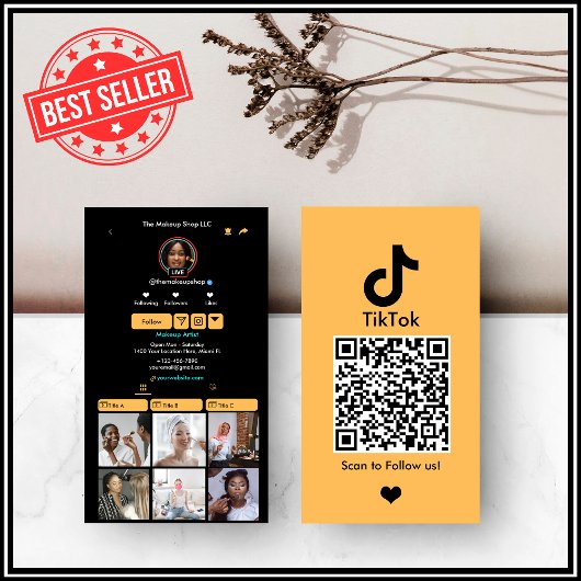 Peach TikTok Social Media QR Code Visitenkarte