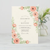Peach Tranquil Spring Wedding Einladung (Stehend Vorderseite)