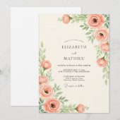 Peach Tranquil Spring Wedding Einladung (Vorne/Hinten)