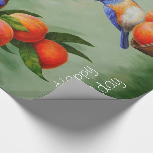 Peach Tree and Western Bluebirds Geschenkpapier (Ecke)
