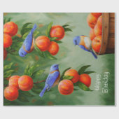 Peach Tree and Western Bluebirds Geschenkpapier (Flach)