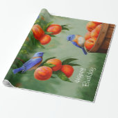Peach Tree and Western Bluebirds Geschenkpapier (Ungerollt)
