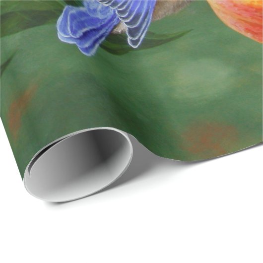 Peach Tree and Western Bluebirds Geschenkpapier (Rolleneckpunkt)