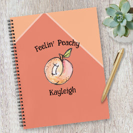 Peach Trendy Frucht Name Modern Niedlich Kitschy F Notizblock