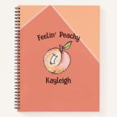 Peach Trendy Frucht Name Modern Niedlich Kitschy F Notizblock (Vorderseite)