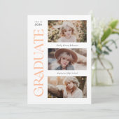 Peach Trendy Serif Multiple Foto Abschluss Ankündigung (Stehend Vorderseite)