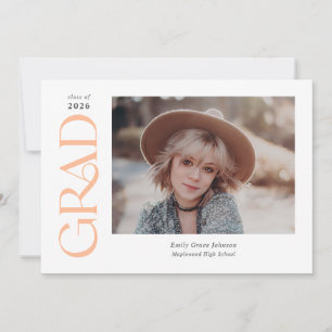 Peach Trendy Serif Zwei Fotos Abschluss Ankündigung