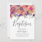 Peach Tropical Blume Boy Girl Taufe einladen Einladung (Vorderseite)