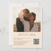 Peach Tropical Blume Foto QR Code Hochzeit Einladung (Rückseite)