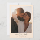 Peach Tropical Blume Grüne Foto Hochzeit Save The Date (Rückseite)