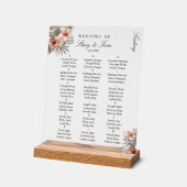 Peach Tropical Florals Elegante Hochzeitssitze Acrylschild (Winkel)