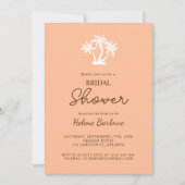 Peach Tropical Modern Minimalistisches Brautparty Einladung (Vorderseite)