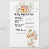 Peach Tulip Blooms Baby Shower Predictions Spiel (Vorderseite)