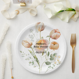 Peach Tulip Blume Personalisieren Sie Party Paper Pappteller