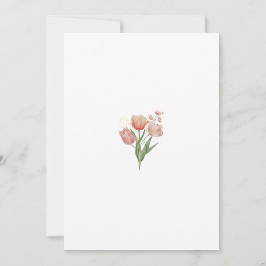 Peach Tulips Brautparty Einladung (Rückseite)