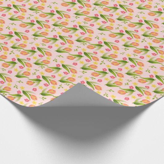 Peach Tulips Geschenkpapier (Ecke)