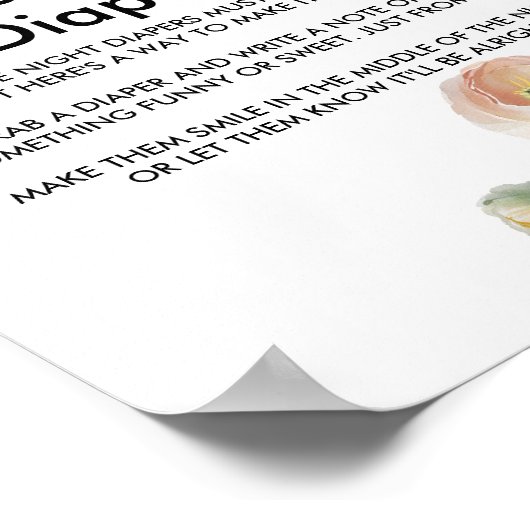 Peach Tullip Blüte Späte Nacht Windeln Zeichen Poster (Ecke)