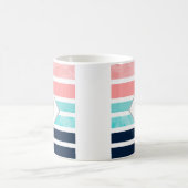 Peach Turquoise Indigo Weiße Streifen Kaffeetasse (Mittel)