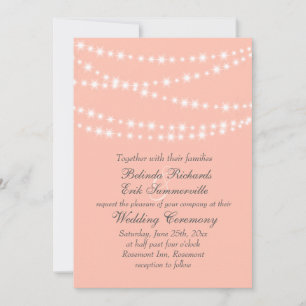 Peach Twinkle Lights Hochzeitseinladung Einladung