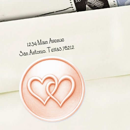 Peach Two Hearts Intertwined Wedding Runder Aufkleber