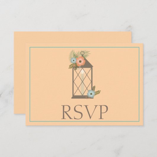 Peach und Aquamarine UAWG für eine sehr gute tropi RSVP Karte (Vorne/Hinten)