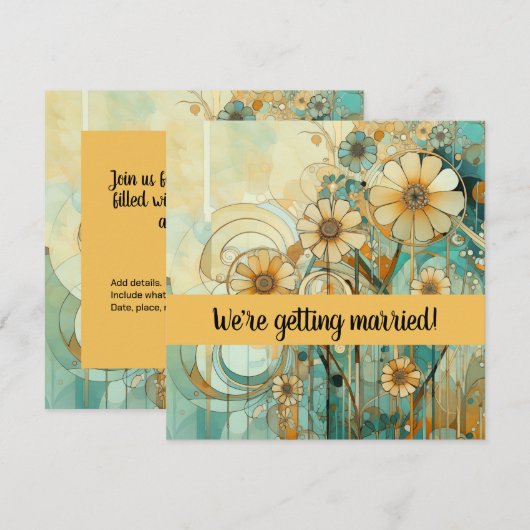 Peach und Beige Floral Abstrakt Einladung (Vorne/Hinten)