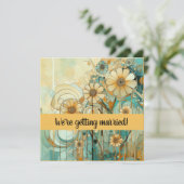 Peach und Beige Floral Abstrakt Einladung (Stehend Vorderseite)